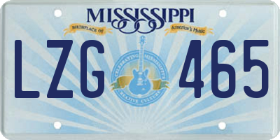 MS license plate LZG465