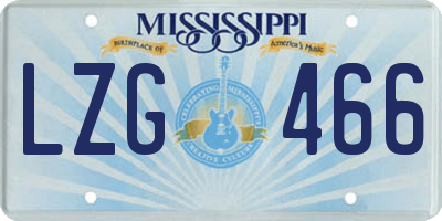 MS license plate LZG466