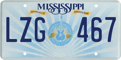 MS license plate LZG467