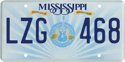 MS license plate LZG468