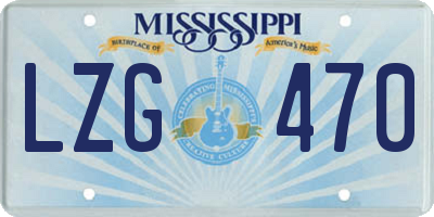 MS license plate LZG470