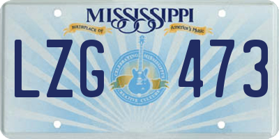 MS license plate LZG473