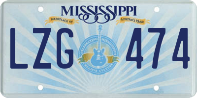 MS license plate LZG474