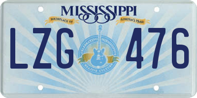 MS license plate LZG476