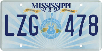 MS license plate LZG478