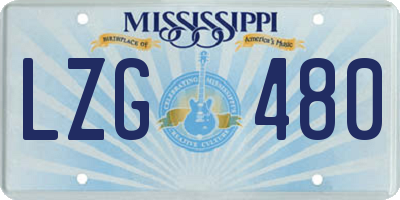 MS license plate LZG480