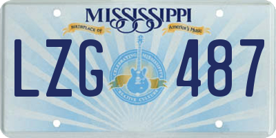 MS license plate LZG487