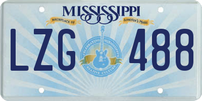 MS license plate LZG488