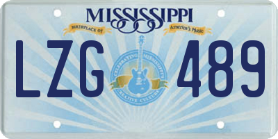 MS license plate LZG489