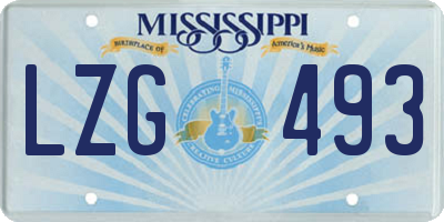 MS license plate LZG493