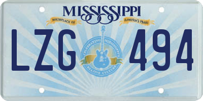 MS license plate LZG494