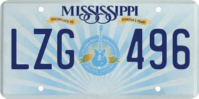 MS license plate LZG496