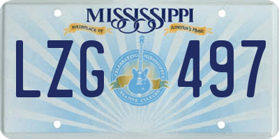 MS license plate LZG497