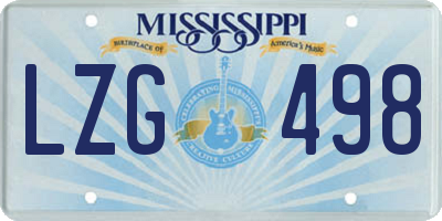 MS license plate LZG498