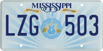 MS license plate LZG503