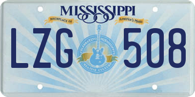 MS license plate LZG508