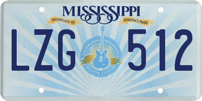 MS license plate LZG512