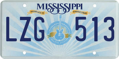 MS license plate LZG513