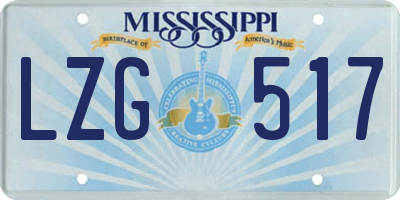 MS license plate LZG517