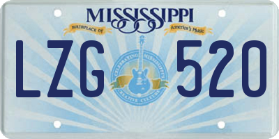 MS license plate LZG520