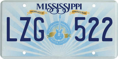 MS license plate LZG522