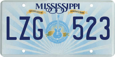 MS license plate LZG523