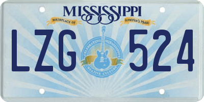 MS license plate LZG524