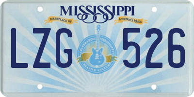 MS license plate LZG526