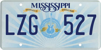 MS license plate LZG527
