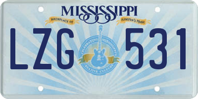 MS license plate LZG531
