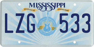 MS license plate LZG533