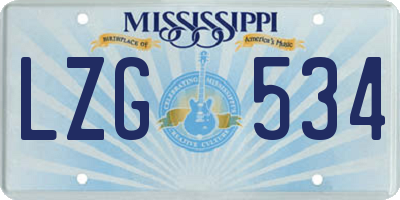 MS license plate LZG534