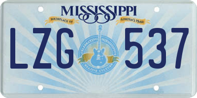 MS license plate LZG537
