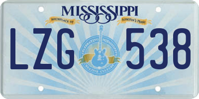 MS license plate LZG538