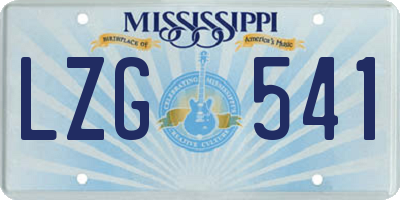 MS license plate LZG541
