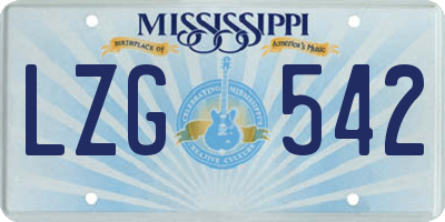 MS license plate LZG542