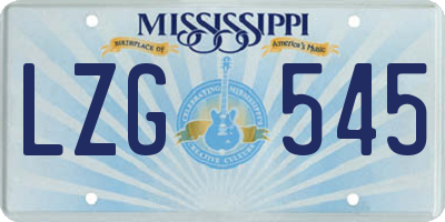 MS license plate LZG545