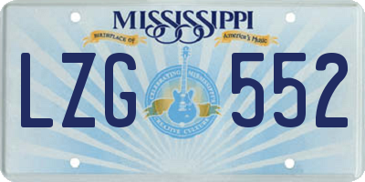 MS license plate LZG552
