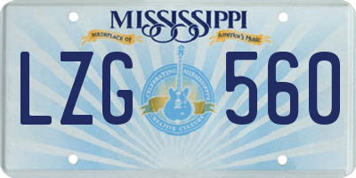 MS license plate LZG560
