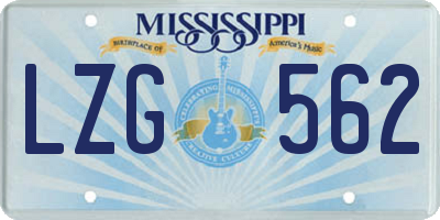 MS license plate LZG562