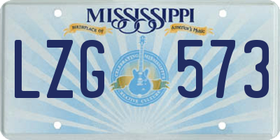 MS license plate LZG573