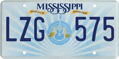 MS license plate LZG575
