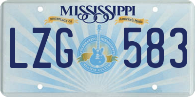 MS license plate LZG583