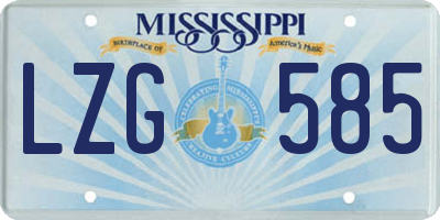 MS license plate LZG585