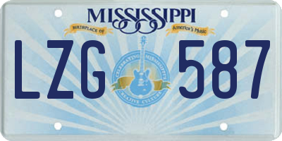 MS license plate LZG587