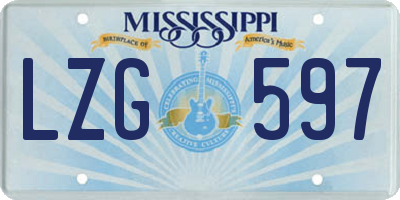MS license plate LZG597