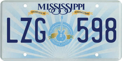 MS license plate LZG598