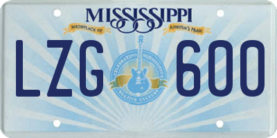 MS license plate LZG600