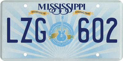 MS license plate LZG602
