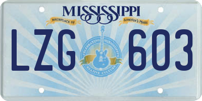 MS license plate LZG603